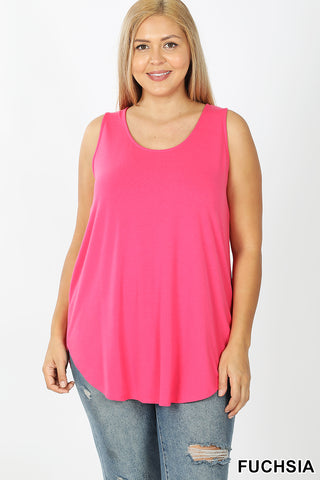 4441 0/0S Round Neck & Hem TOP in FUCHSIA