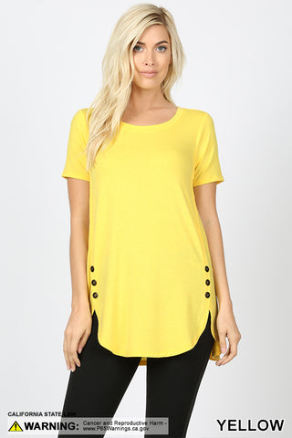 4578 1/4S Dolphin Hem w/ Side Buttons TOP in YELLOW