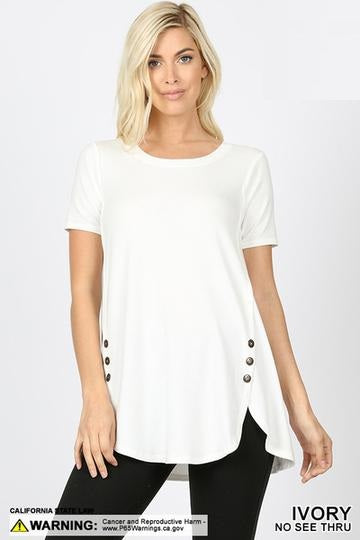 4580 1/4S Dolphin Hem w/ Side Buttons TOP in IVORY