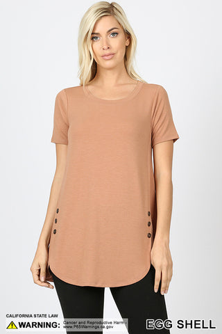 4626 1/4S Dolphin Hem w/ Side Buttons TOP in EGG SHELL