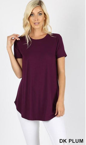 4760 1/4S Round Neck & Hem TOP in DK PLUM