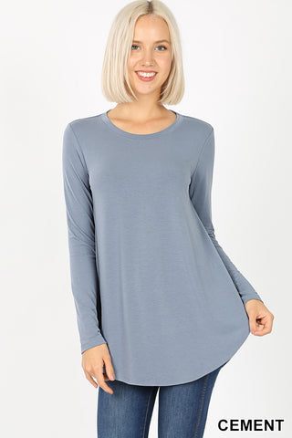 50005 4/4S Round Neck & Hem TOP in CEMENT