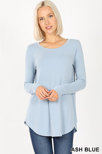 50006 4/4S Round Neck & Hem TOP in ASH BLUE