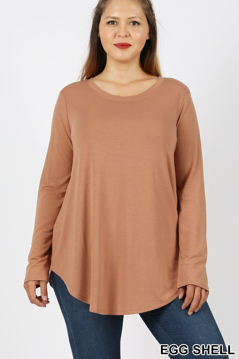 50007 4/4S Round Neck & Hem TOP in EGGSHELL
