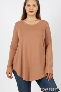 50007 4/4S Round Neck & Hem TOP in EGGSHELL