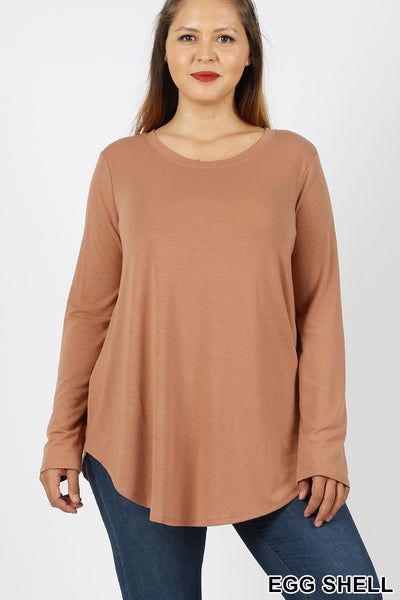 50007 4/4S Round Neck & Hem TOP in EGGSHELL