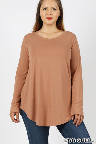 50007 4/4S Round Neck & Hem TOP in EGGSHELL