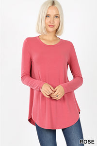50008 4/4S Round Neck & Hem TOP in ROSE