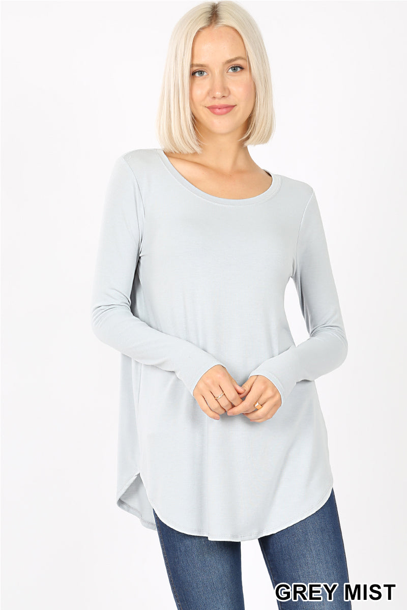 50009 4/4S Round Neck & Hem TOP in GREY MIST