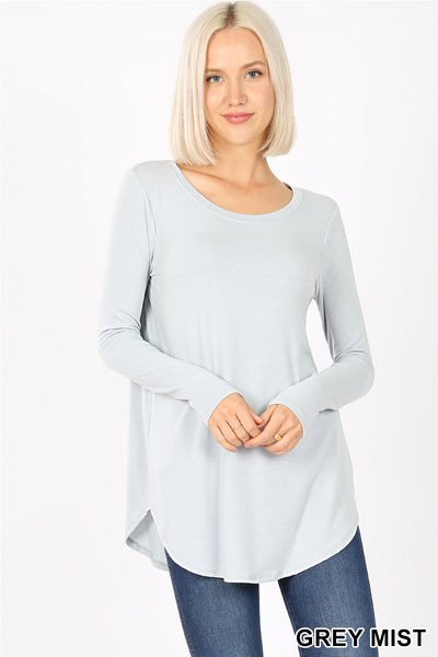 50009 4/4S Round Neck & Hem TOP in GREY MIST