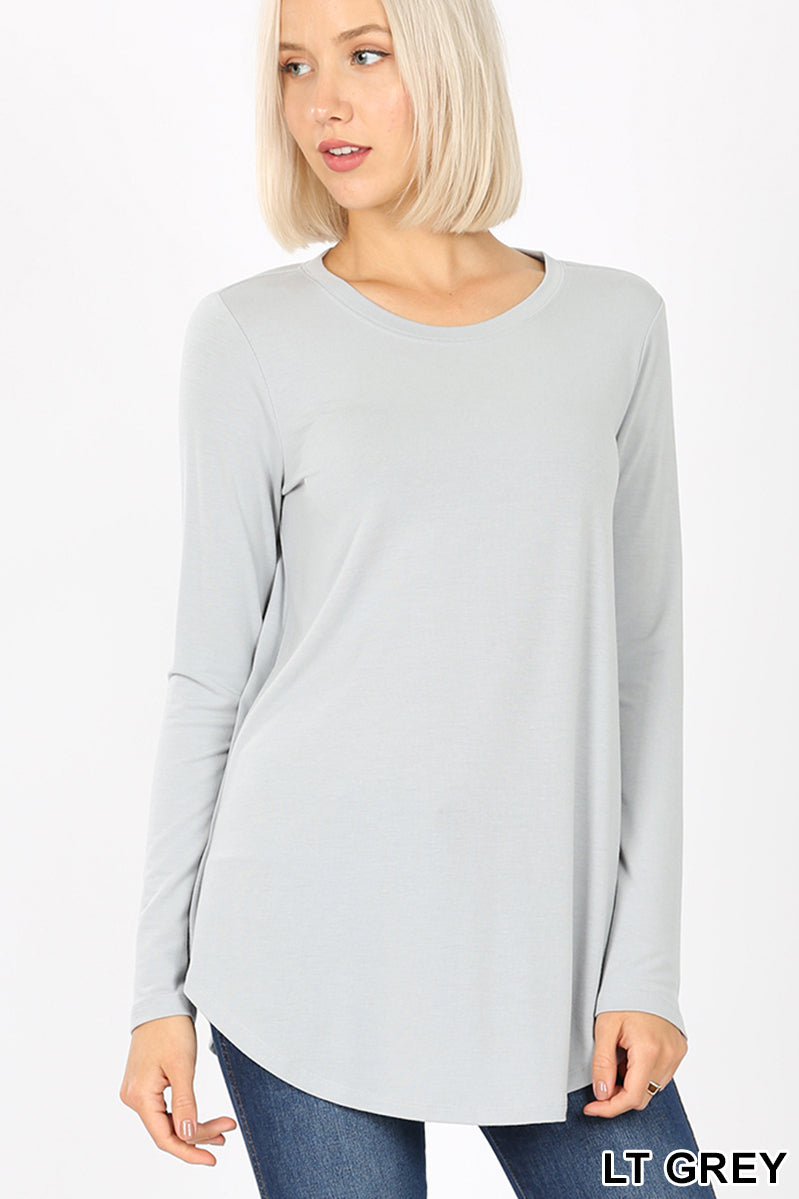 50011 4/4S Round Neck & Hem TOP in LT GREY