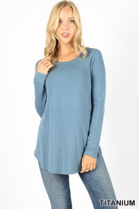 50015 4/4S Round Neck & Hem TOP in TITANIUM JV-K27C