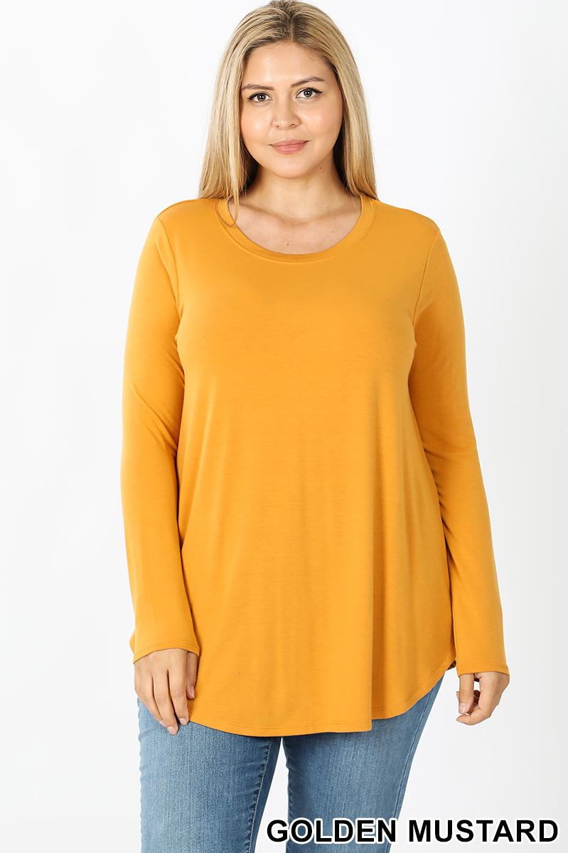 50050 4/4S Round Neck & Hem TOP in GOLDEN MUSTARD JV-M14C