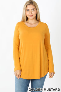 50050 4/4S Round Neck & Hem TOP in GOLDEN MUSTARD JV-M14C