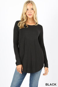 5201 4/4S Round Neck & Hem TOP in BLACK JV-BB2C