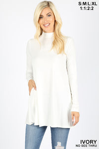 5262 4/4S Mock Neck w PKTS TOP in IVORY