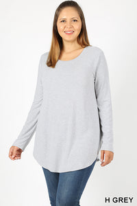 5308 4/4S Round Neck & Hem TOP in H GREY