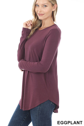 5310 4/4S Round Neck & Hem TOP in EGGPLANT JV-B8C
