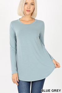 5311 4/4S Round Neck & Hem TOP in BLUE GREY