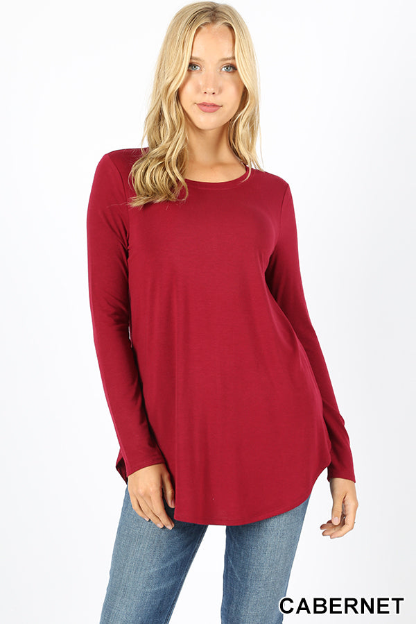 5313 4/4S Round Neck & Hem TOP in CABERNET