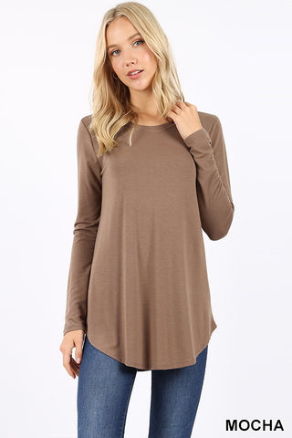 5314 4/4S Round Neck & Hem TOP in MOCHA