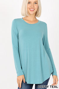 5315 4/4S Round Neck & Hem TOP in DUSTY TEAL