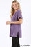 5470 1/4S Rolled V Neck HiLo Side Slit TOP in LILAC GREY