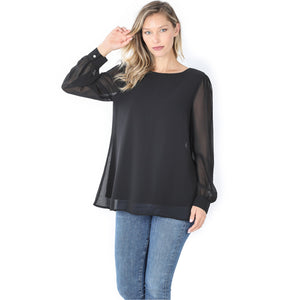 5593 4/4S Chiffon Lined TOP in BLACK JV-AA5C