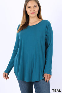 5697 4/4S Round Neck & Hem TOP in TEAL JV-C23B