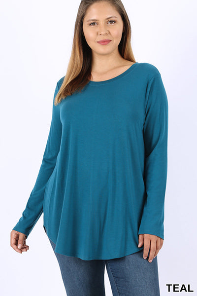 5697 4/4S Round Neck & Hem TOP in TEAL JV-C23B