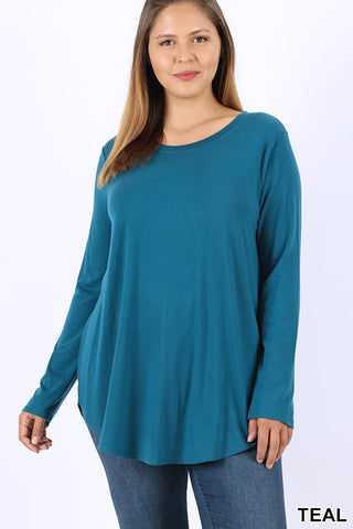 5697 4/4S Round Neck & Hem TOP in TEAL JV-C23B