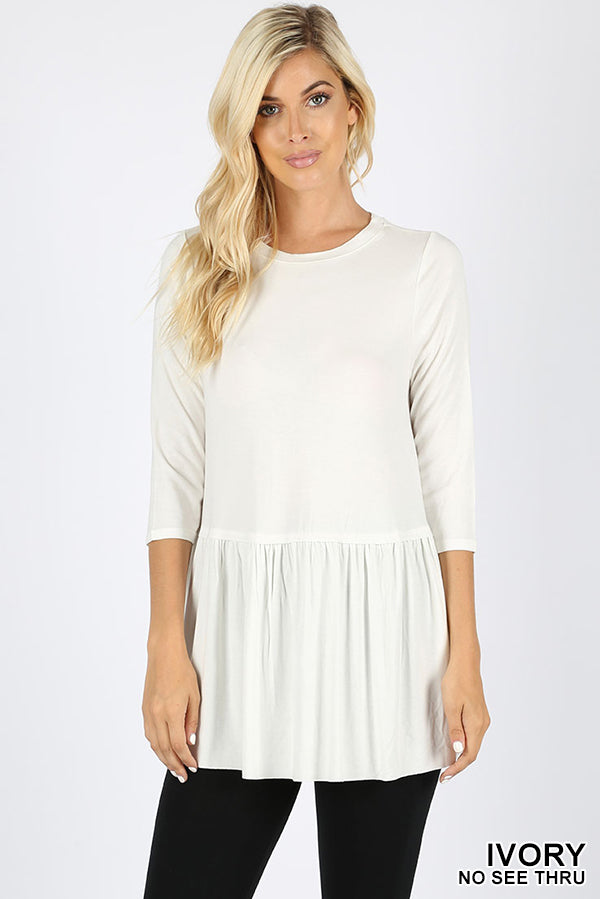 5714 3/4S Ruffle Bottom TOP in IVORY