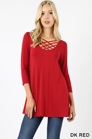 571 3/4S Triple Lattice TOP in DK RED