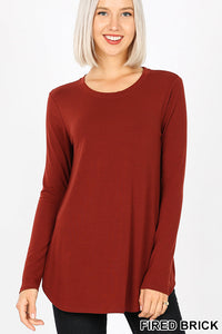 5841 4/4S Round Neck & Hem TOP in FIRED BRICK JV-B8B