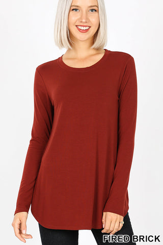 5841 4/4S Round Neck & Hem TOP in FIRED BRICK JV-B8B