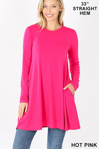 5938 4/4S LL Flared TOP w PKTS in HOT PINK