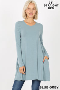 5939 4/4S LL Flared TOP w PKTS in BLUE GREY