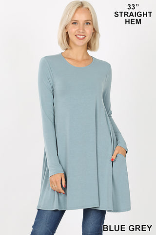 5939 4/4S LL Flared TOP w PKTS in BLUE GREY