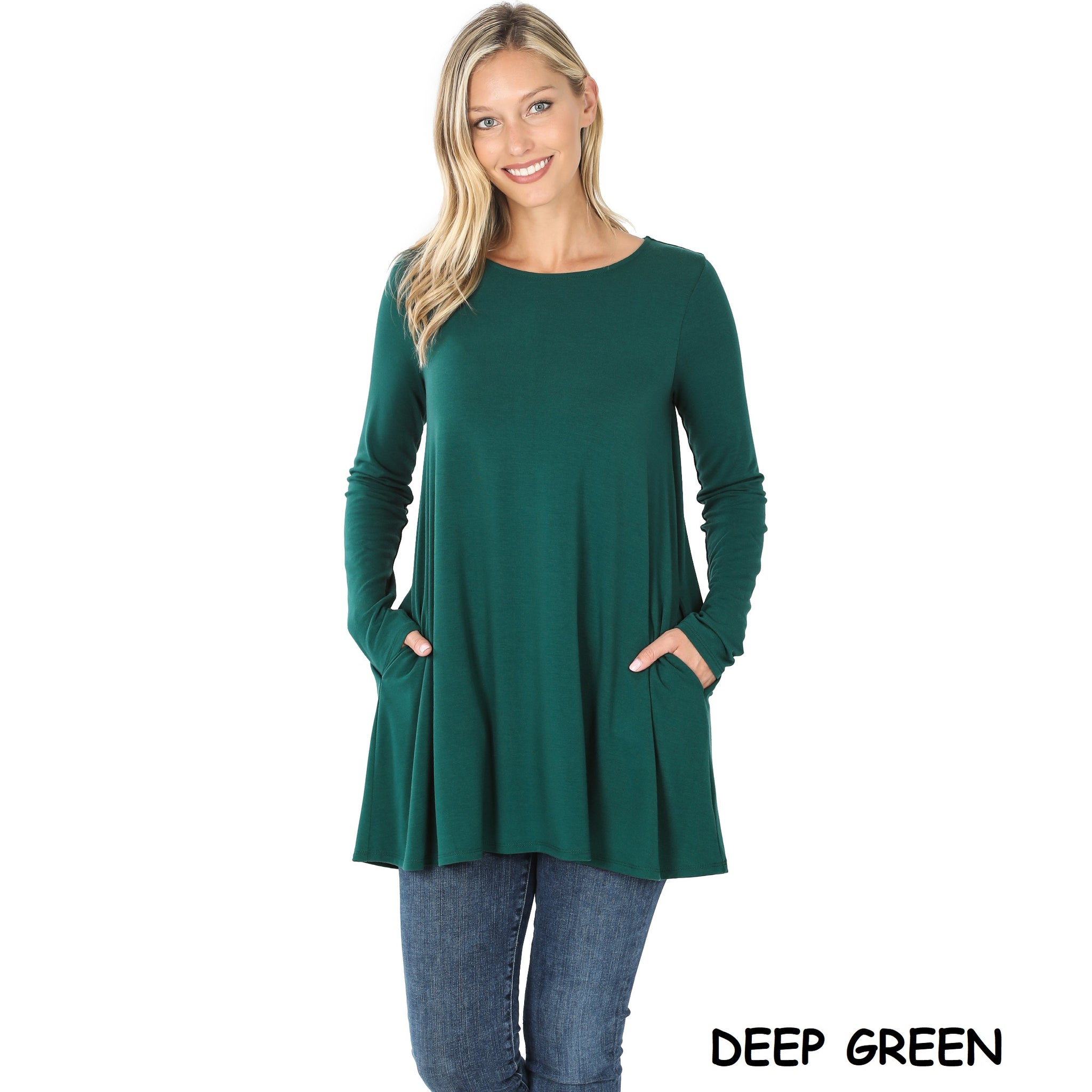 5950 4/4S Boat Neck Flared Top w PKTS in DEEP GREEN
