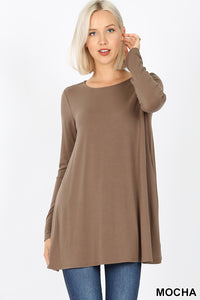 5952 4/4S Boat Neck Flared Top w PKTS in MOCHA