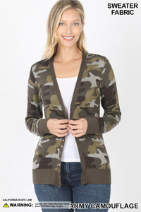 5957 4/4S Snap CARDIGAN in ARMY CAMO