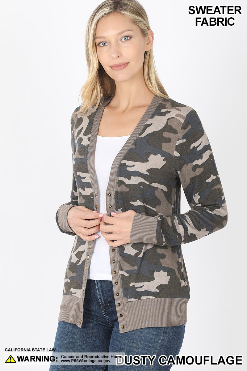 5958 4/4S Snap CARDIGAN in DUSTY CAMO