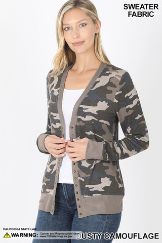 5958 4/4S Snap CARDIGAN in DUSTY CAMO