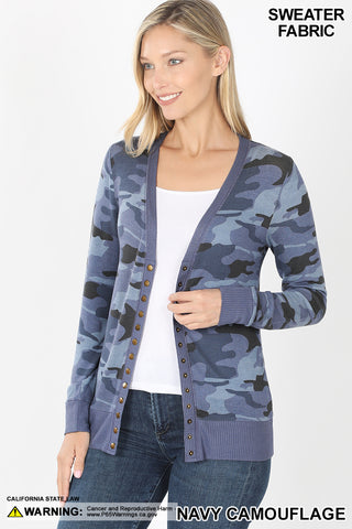 5959 4/4S Snap CARDIGAN in NAVY CAMO