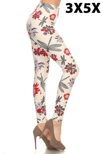 641 Floral Dragonfly LEGGINGS & CAPRI