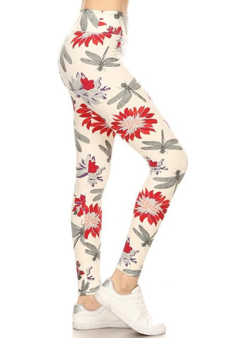 641 Floral Dragonfly LEGGINGS & CAPRI