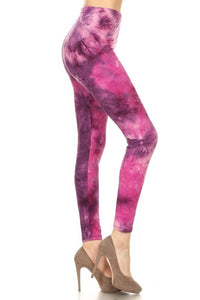 763 Purple Pink TIe Dye LEGGINGS & CAPRI