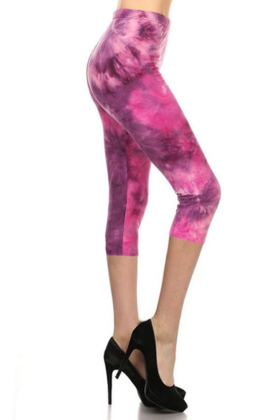 763 Purple Pink TIe Dye LEGGINGS & CAPRI