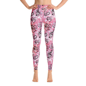 779D Pink Music Hearts YOGA LEGGINGS