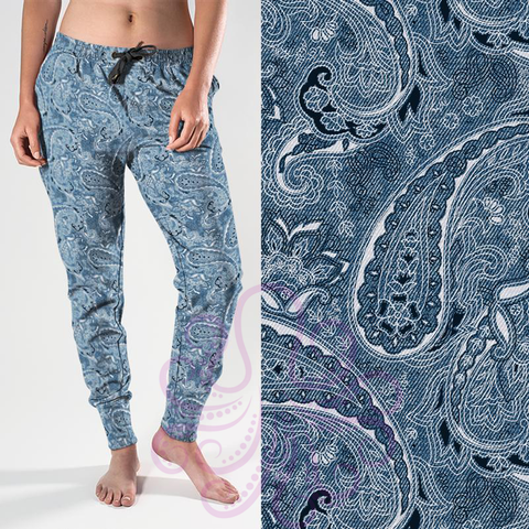 8336j Patti's Denim Look Paisley POD DESIGNER JOGGERS